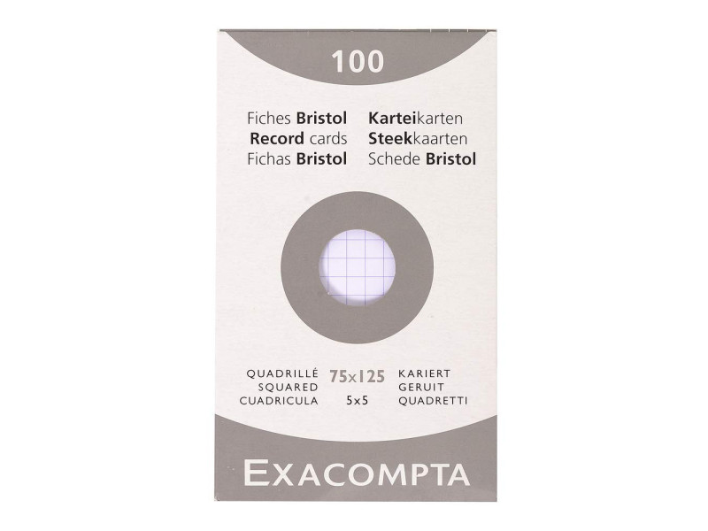 EXACOMPTA Fiches bristol, 75 x 125 mm, quadrillé, blanc