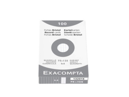 EXACOMPTA Fiches bristol, 75 x 125 mm, quadrillé, blanc
