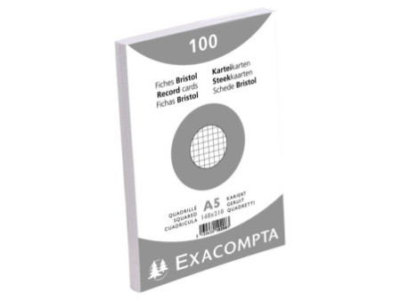 EXACOMPTA Fiches bristol, A5, quadrillé, blanc