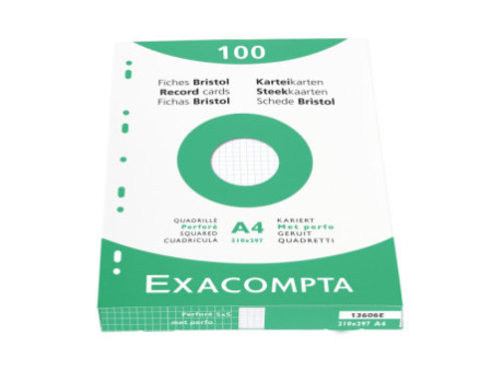 EXACOMPTA Fiches bristol, A4, quadrillé, blanc