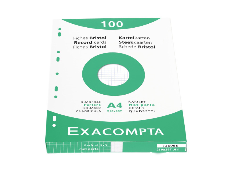 EXACOMPTA Fiches bristol, A4, quadrillé, blanc