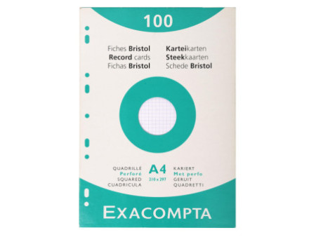 EXACOMPTA Fiches bristol, A4, quadrillé, blanc