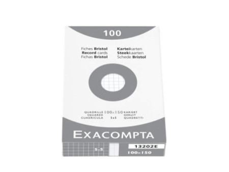 EXACOMPTA Fiches bristol, 100 x 150 mm, quadrillé, blanc