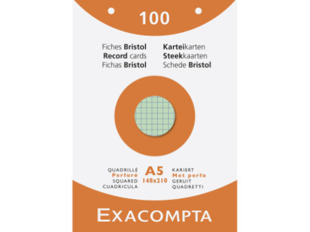 EXACOMPTA Fiches bristol, A5, quadrillé, assorti