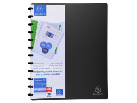 EXACOMPTA Protège-documents, A4, 30 pochettes, noir