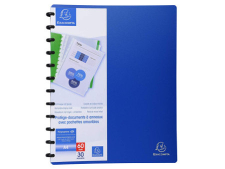 EXACOMPTA Protège-documents, A4, 30 pochettes, bleu