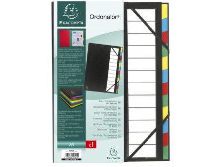 EXACOMPTA Trieur Harmonika, PP, 12 compartiments, noir