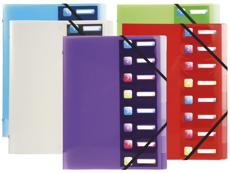 EXACOMPTA Trieur Crystal Colours, PP, 8 compartiments