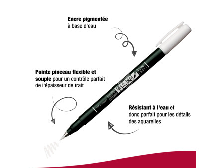 Tombow Stylo de calligraphie Fudenosuke Pastel, blanc