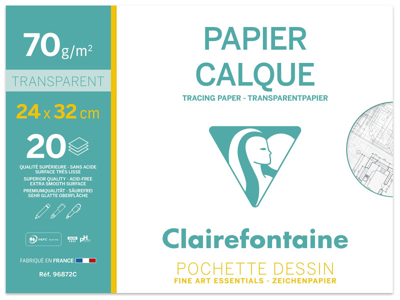 Clairefontaine Papier calque, 70/75 g/m2, 240 x 320 mm