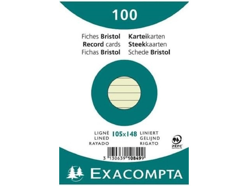 EXACOMPTA Fiches bristol, A6, ligné, vert