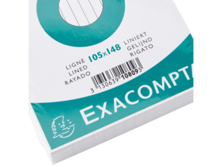 EXACOMPTA Fiches bristol, A6, ligné, blanc