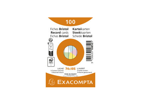 EXACOMPTA Fiches bristol, A7, uni, blanc