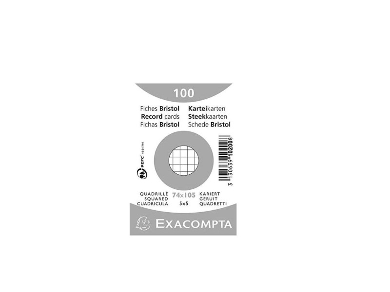 EXACOMPTA Fiches bristol, A7, quadrillé, blanc