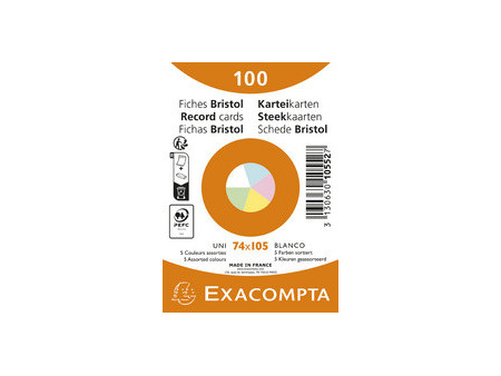 EXACOMPTA Fiches bristol, A7, ligné, jaune