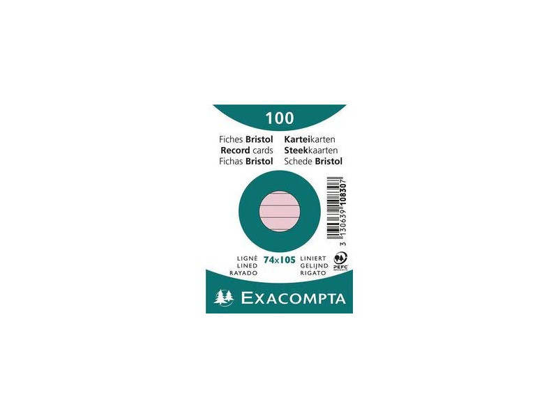 EXACOMPTA Fiches bristol, A7, ligné, rose