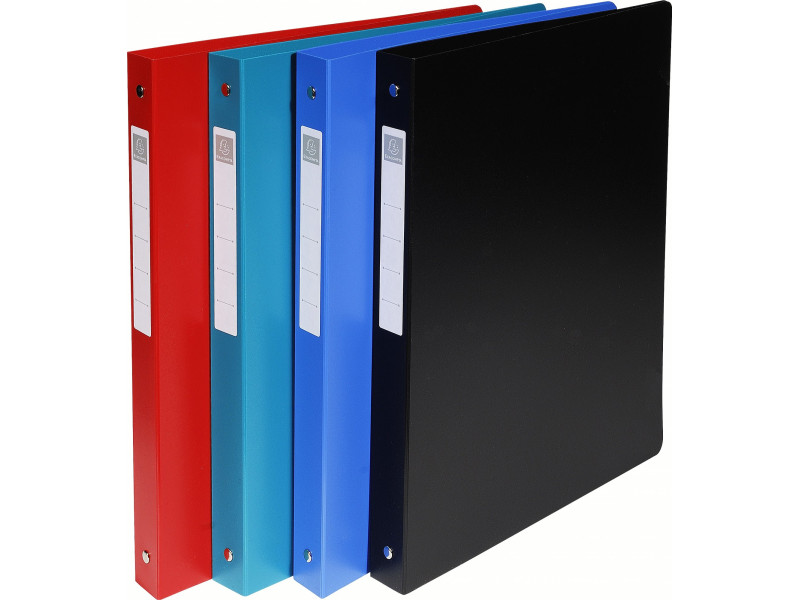 EXACOMPTA Classeur rigide Opaque, PP, A4, 4 anneaux, assorti