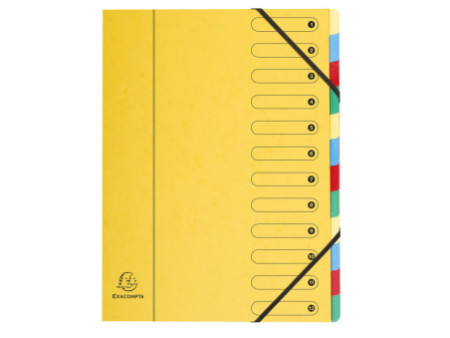 EXACOMPTA Trieur Harmonika, carton, 12 compartiments,assorti