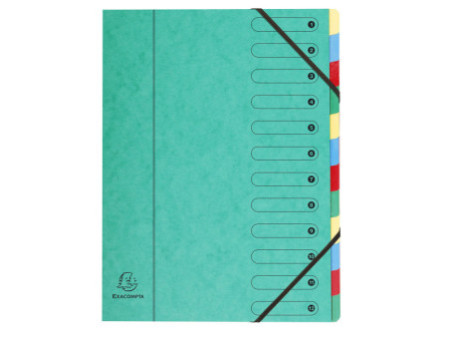 EXACOMPTA Trieur Harmonika, carton, 12 compartiments,assorti