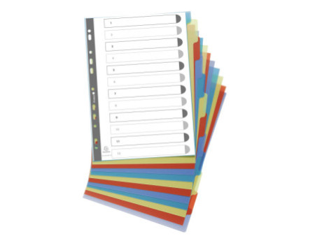 EXACOMPTA Intercalaires en plastique, uni, A4, 12 touches