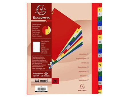 EXACOMPTA Intercalaires en plastique, A-Z, A4+, 20 touches