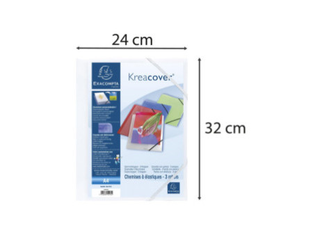 EXACOMPTA Chemise à élastiques Kreacover, A4, PP, blanc
