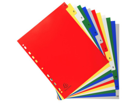 EXACOMPTA Intercalaires à chiffre, 1-12, A4+, 12 touches