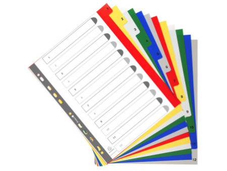 EXACOMPTA Intercalaires à chiffre, 1-12, A4+, 12 touches