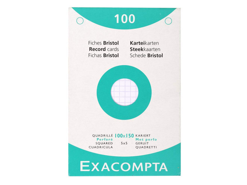 EXACOMPTA Fiches bristol, 100 x 150 mm, quadrillé, blanc