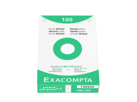 EXACOMPTA Fiches bristol, 100 x 150 mm, quadrillé, blanc