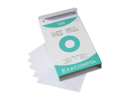 EXACOMPTA Fiches bristol, 100 x 150 mm, quadrillé, blanc