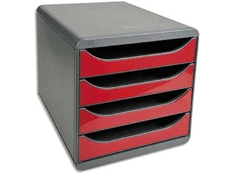 EXACOMPTA Module de classement BIG-BOX, 4 tiroirs, rouge