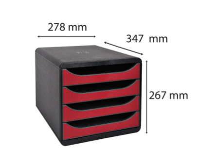EXACOMPTA Module de classement BIG-BOX, 4 tiroirs, rouge