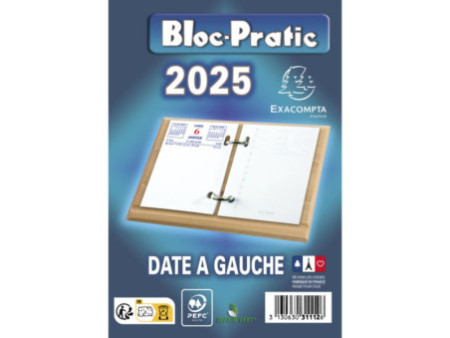 Exacompta Bloc de bureau Bloc-Pratic, 2026, date à gauche