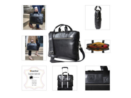 EXACOMPTA Sacoche ordinateur EXACTIVE, cuir, noir