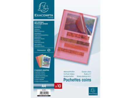EXACOMPTA Pochette coin, A4, PP 0,12 mm, assorti
