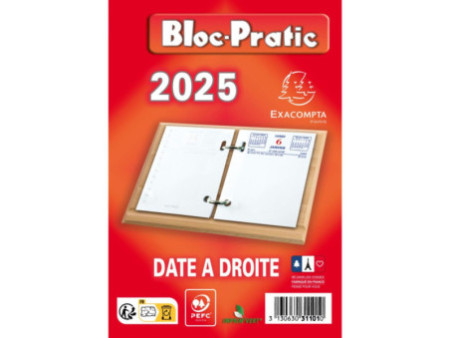 Exacompta Bloc de bureau Bloc-Pratic, 2026, date à droite