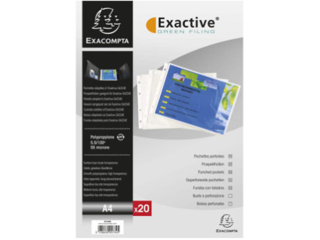 EXACOMPTA Pochette perforée Exactive, A4, PP, cristal lisse