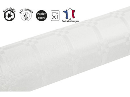 PROnappe Nappe en papier damassé, (l)1,18 x (L)100 m, blanc