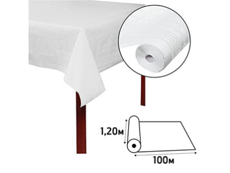PROnappe Nappe en papier damassé, (l)1,18 x (L)100 m, blanc
