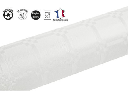 PROnappe Nappe en papier damassé, (l)1,18 x (L)25 m, blanc