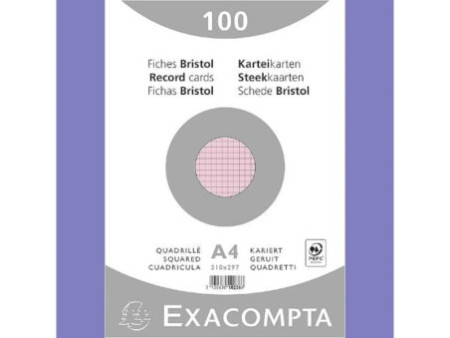 EXACOMPTA Fiches bristol, A4, quadrillé, rose