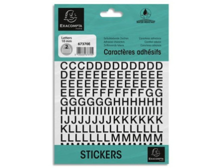 EXACOMPTA Lettres auto-adhésives A-Z, 10 mm, noir