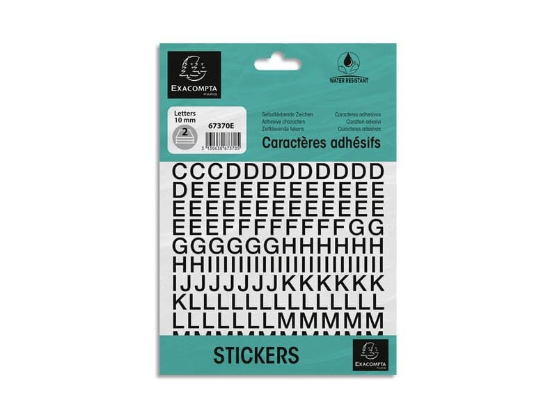 EXACOMPTA Lettres auto-adhésives A-Z, 10 mm, noir