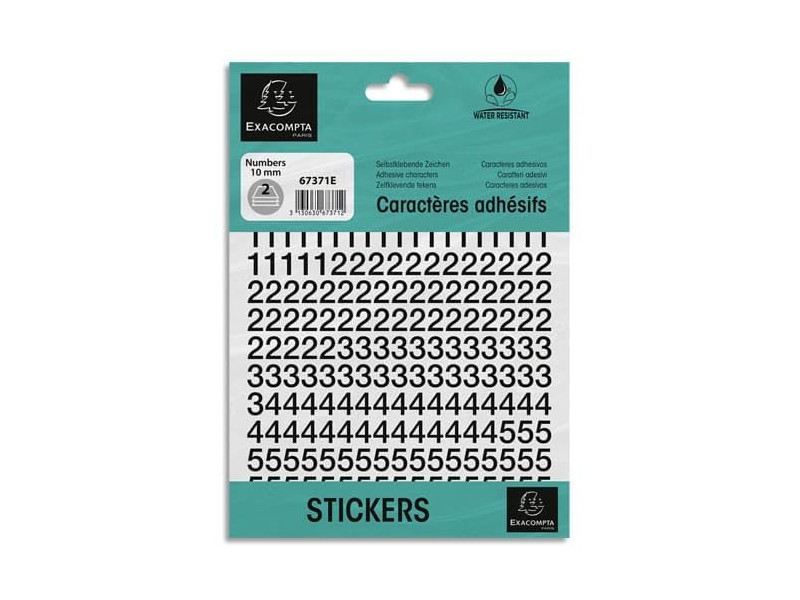 EXACOMPTA Chiffres auto-adhésifs 0-9, 10 mm, noir