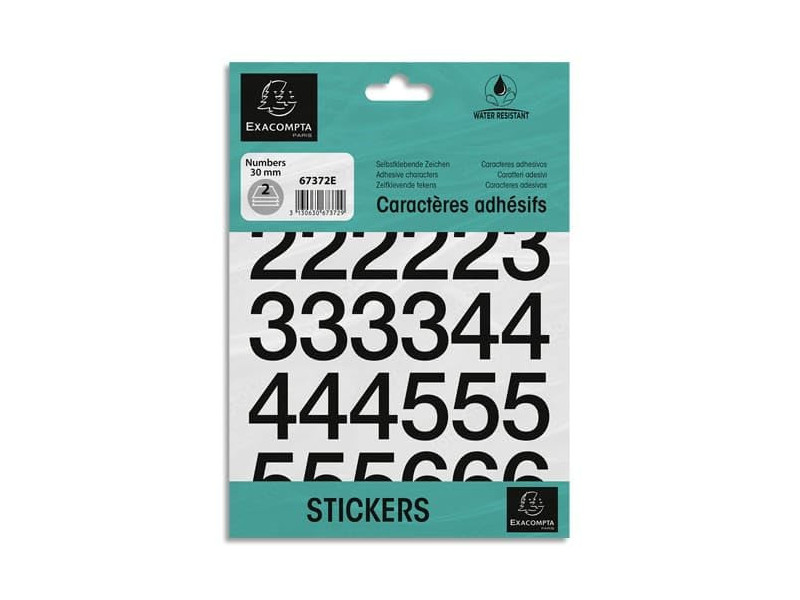 EXACOMPTA Chiffres auto-adhésifs 0-9, 30 mm, noir
