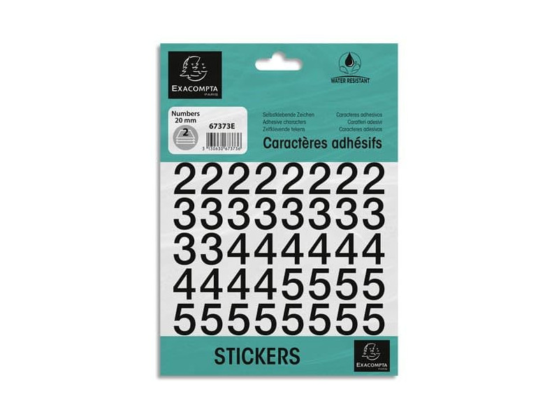 EXACOMPTA Chiffres auto-adhésifs 0-9, 20 mm, noir
