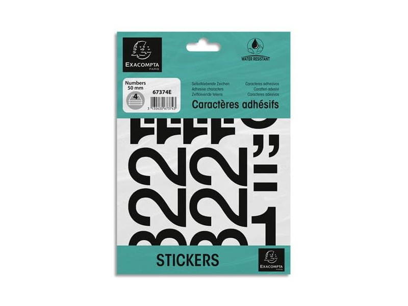 EXACOMPTA Chiffres auto-adhésifs 0-9, 50 mm, noir