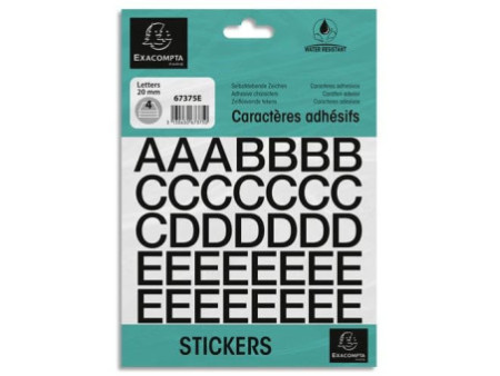 EXACOMPTA Lettres auto-adhésives A-Z, 20 mm, noir
