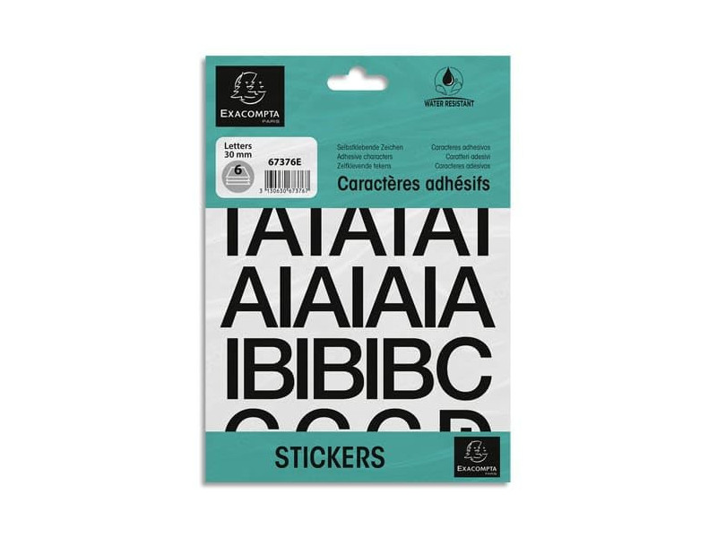 EXACOMPTA Lettres auto-adhésives A-Z, 30 mm, noir